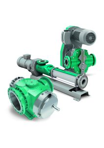 Die Netzsch Produktgruppe der Verdrängerpumpen: Nemo Exzenterschneckenpumpe, Tornado Drehkolbenpumpe und die Notos Schraubenspindelpumpe.