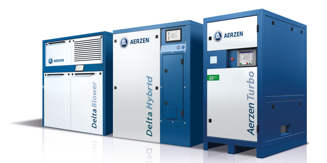 High-End-Technologie für maximale Effizienz: Drehkolbengebläse Delta Blower, Schraubengebläse Delta Hybrid und Turboverdichter Aerzen Turbo Bild: AERZEN