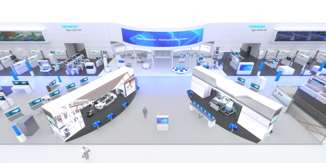 Unter dem Motto „Digital Enterprise – Thinking industry further!“ stellt Siemens intelligente Lösungen für die branchenspezifische Umsetzung von Industrie 4.0 in den Mittelpunkt seines Auftrittes auf der Hannover Messe 2019.