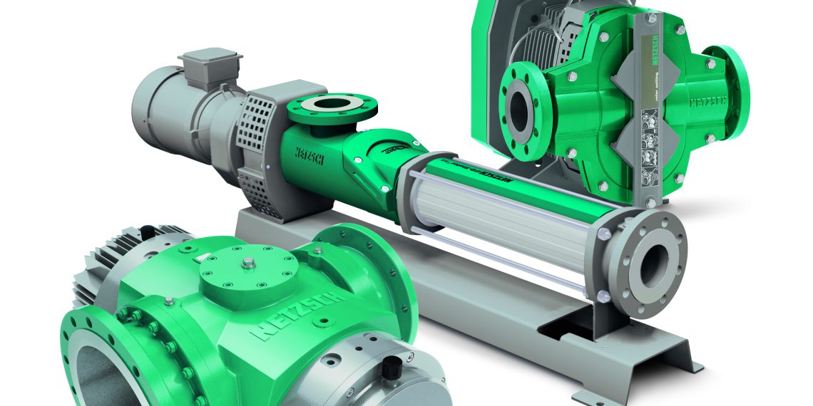 Die Netzsch Produktgruppe der Verdrängerpumpen: Nemo Exzenterschneckenpumpe, Tornado Drehkolbenpumpe und die Notos Schraubenspindelpumpe.