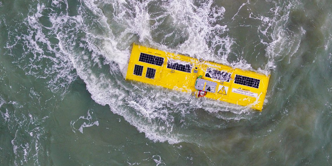 Die Versuchsanlage im Betrieb in der belgischen Nordsee. (Bild: Vives Drone Lab)