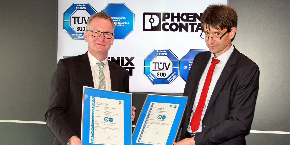 Phoenix Contact erhält Zertifikat nach IEC 62443-4-1 und 2-4 vom TÜV Süd